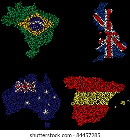 In drawing it is represented four cards of the countries of the world executed in the form of ellipses.