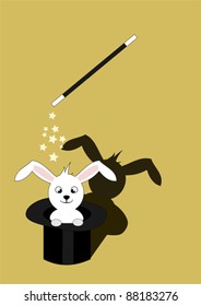 Drawing representing a magic show - wow a rabbit
