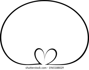 Dibujo de un anillo con un corazón sobre un fondo blanco. Marco en blanco del vector