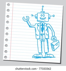 Drawing of a robot businessman