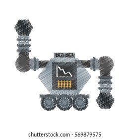 drawing robot futuristic analytics screen wheel vector illustration eps 10