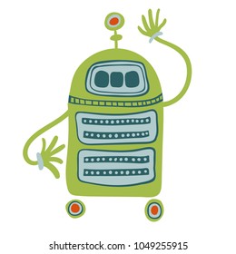 drawing of a robot, hand drawn robot, perfect for children production