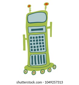 drawing of a robot, hand drawn robot, perfect for children production