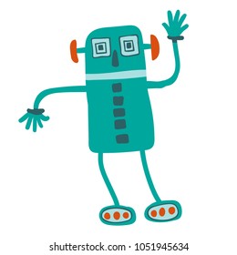 drawing of a robot, hand drawn robot, perfect for children production