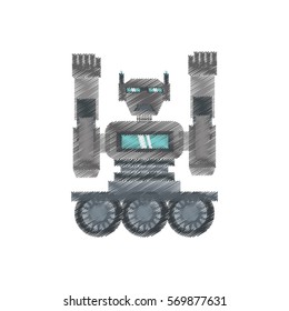 drawing robot machine science technology vector illustration eps 10