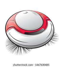 Drawing of the robotic vacuum cleaner. Vector illustration