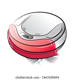 Drawing of the robotic vacuum cleaner. Vector illustration