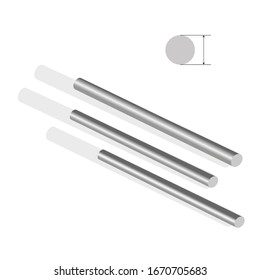 Drawing rods for reinforcing concrete with a diameter. 3d illustration. Image is suitable for illustrating business cards, leaflets on construction, sale of building materials.