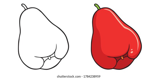 drawing of a rose apple for children's education,coloring