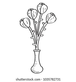 Drawing of a rose. Retro style
