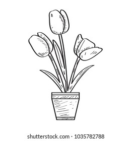 Drawing of a rose. Retro style