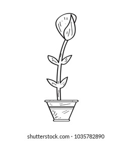 Drawing of a rose. Retro style