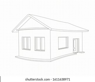 Drawing Rounded House On Sheet Paper Stock Vector (Royalty Free ...