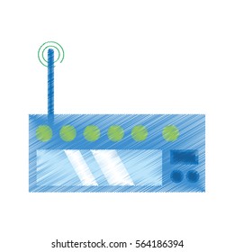 drawing router internet connection modem vector illustration eps 10