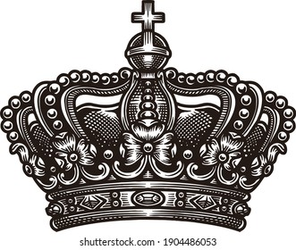 Drawing of the royal crown in ink