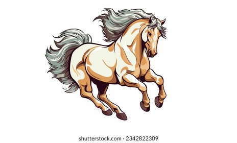 Drawing of a running horse on a white background vector