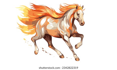 Dibujo de un caballo en marcha sobre un vector de fondo blanco