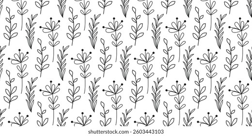 Drawing rustic floral seamless pattern