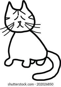 Drawing Sad Face Cat : image vectorielle de stock (libre de droits