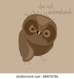 Drawing of a sad and surprised owl