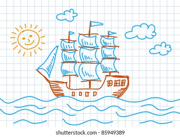 Drawing of sailboat