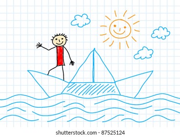 Drawing of sailboat