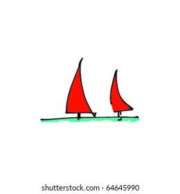 drawing of sailing boats