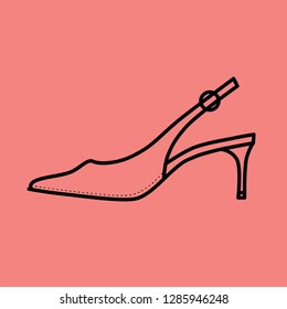 Drawing sandals on a pink background.