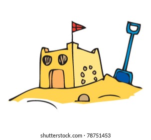 drawing of a sandcastle
