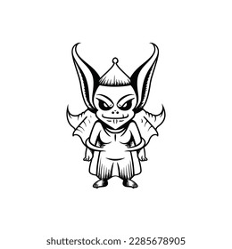 drawing of satan on a white font black and white, satanic symbol vector illustration, vector illustrator stock image, icon symbol