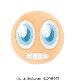 drawing scared emoticon image vector illustration eps 10