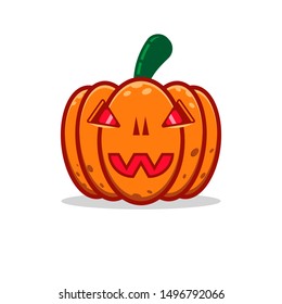 Drawing scary pumpkin for Halloween. Vector illustration. Big scary pumpkin.