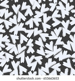 Drawing scattered arrows.Vector seamless pattern.White and black