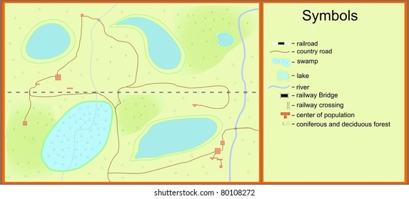 Drawing, scene of the railway on a yellow background.
