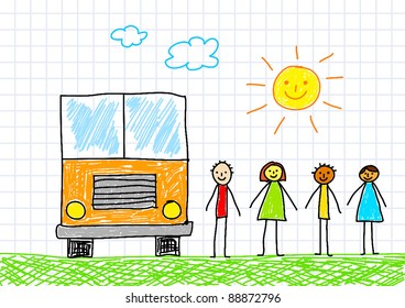 Drawing of school bus