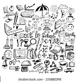 Drawing School Items Back School Vector Stock Vector (Royalty Free ...