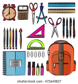 Drawing School Supplies Back School Education Stock Vector (Royalty ...