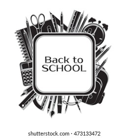 Drawing school supplies. Back to school. Education concept. Vector illustration.