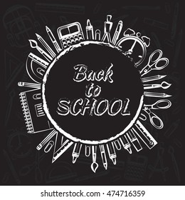 Drawing school supplies. Back to school. Education concept. Vector illustration.