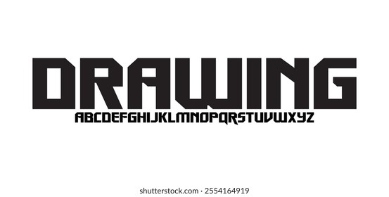 Drawing, Sci-fi futuristic alphabet font. digital space typography vector illustration design
