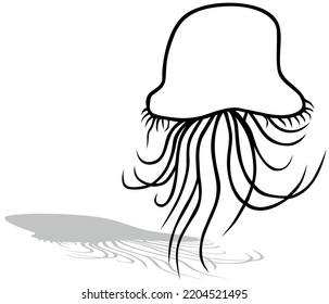 Drawing Sea Jellyfish Cartoon Illustration Isolated Stock Vector ...