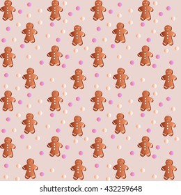 Drawing of a seamless pattern with gingerbreads in the form of manikin - boys