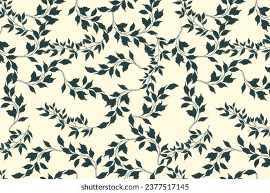 Drawing seamless pattern of green leaves, vector illustration