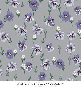 drawing of seamless pattern with viola flowers