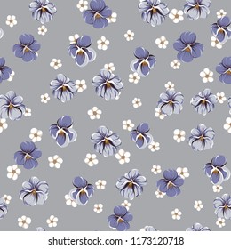 drawing of seamless pattern with viola flowers