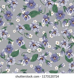Dibujo de patrón sin fisuras con flores de viola