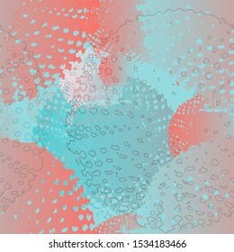 Drawing of seashells. Color vector seamless  pattern.