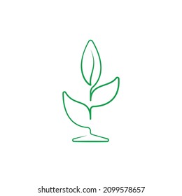 Drawing of a seedling with fresh leaves. Vector
