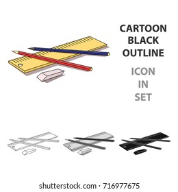 Drawing set of architect icon in cartoon style isolated on white background. Architect symbol stock vector illustration.