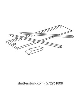 Drawing set of architect icon in outline style isolated on white background. Architect symbol stock vector illustration.